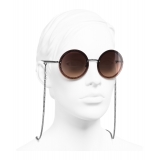Chanel - Occhiali Rotondi da Sole - Argento Scuro Arancione - Chanel Eyewear