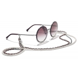 Chanel - Occhiali Rotondi da Sole - Argento Scuro Rosa - Chanel Eyewear