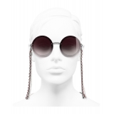 Chanel - Occhiali Rotondi da Sole - Argento Scuro Rosa - Chanel Eyewear