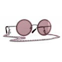 Chanel - Round Sunglasses - Dark Silver Pink - Chanel Eyewear