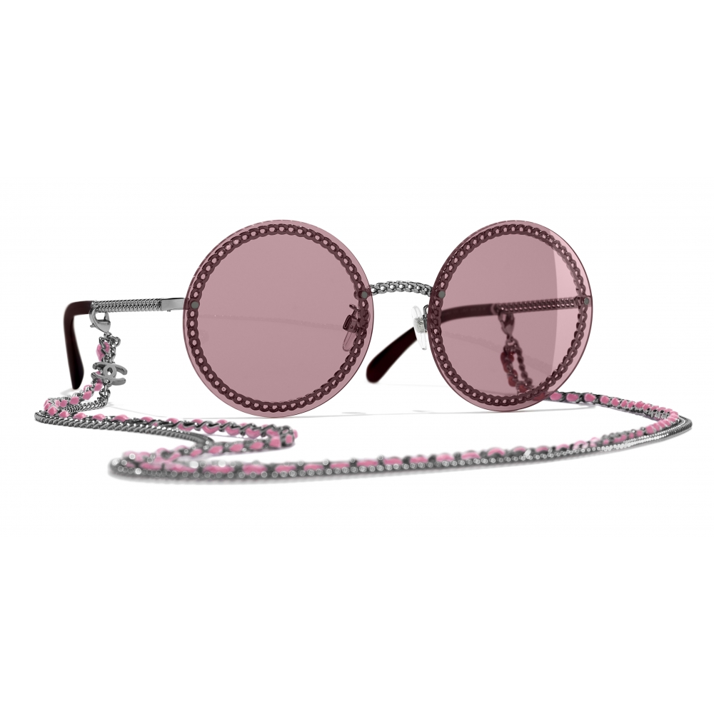 Chanel - Round Sunglasses - Dark Silver Pink - Chanel Eyewear - Avvenice