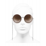 Chanel - Occhiali Rotondi da Sole - Argento Marrone Chiaro - Chanel Eyewear