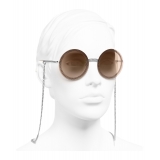 Chanel - Round Sunglasses - Silver Light Brown - Chanel Eyewear