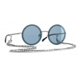 Chanel - Occhiali Rotondi da Sole - Argento Azzuro - Chanel Eyewear