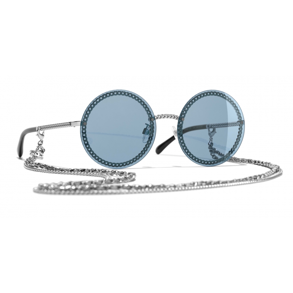 CHANEL Mirrored Round Sunglasses 4216 Silver 201107