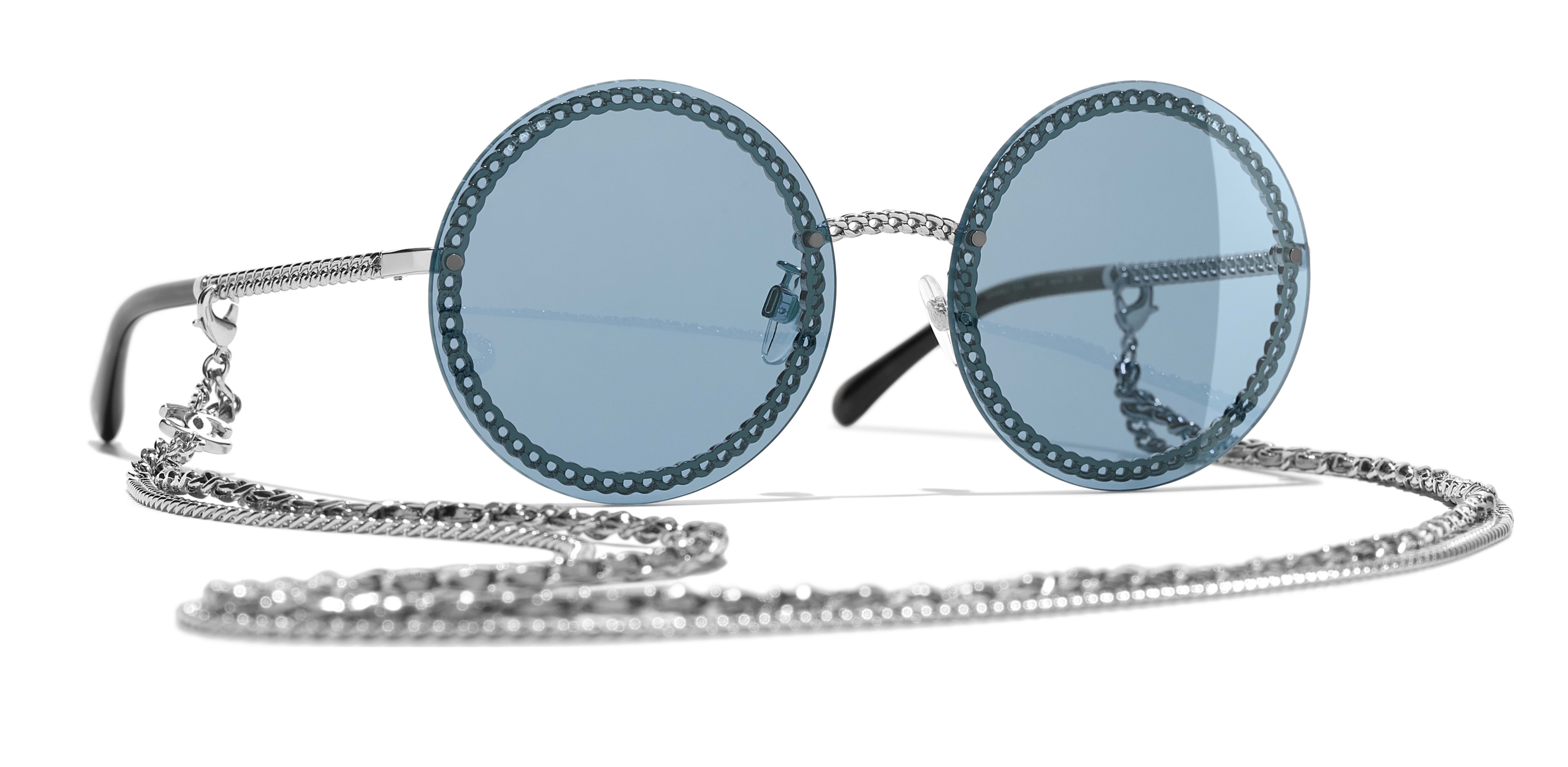 Chanel - Round Sunglasses - Silver Light Blue - Chanel Eyewear