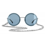 Chanel - Round Sunglasses - Silver Light Blue - Chanel Eyewear