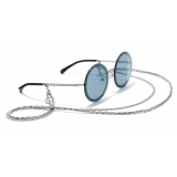 Chanel - Occhiali Rotondi da Sole - Argento Azzuro - Chanel Eyewear