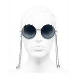 Chanel - Occhiali Rotondi da Sole - Argento Azzuro - Chanel Eyewear