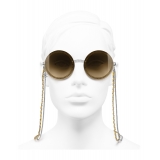 Chanel - Occhiali Rotondi da Sole - Argento Giallo - Chanel Eyewear