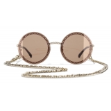 Chanel - Occhiali Rotondi da Sole - Oro Marrone Chiaro - Chanel Eyewear