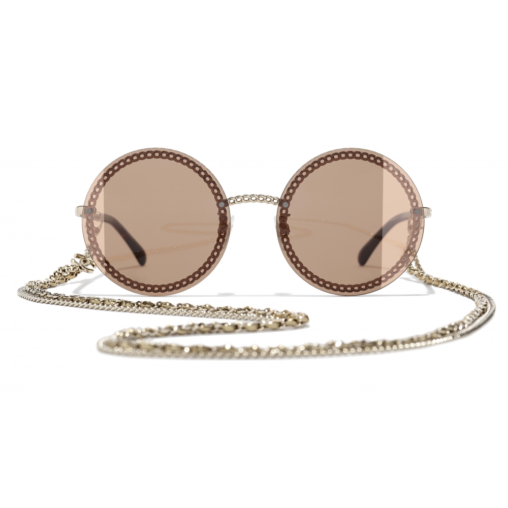 Chanel - Round Sunglasses - Gold Light Brown - Chanel Eyewear