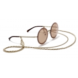 Chanel - Occhiali Rotondi da Sole - Oro Marrone Chiaro - Chanel Eyewear