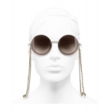 Chanel - Occhiali Rotondi da Sole - Oro Marrone Chiaro - Chanel Eyewear