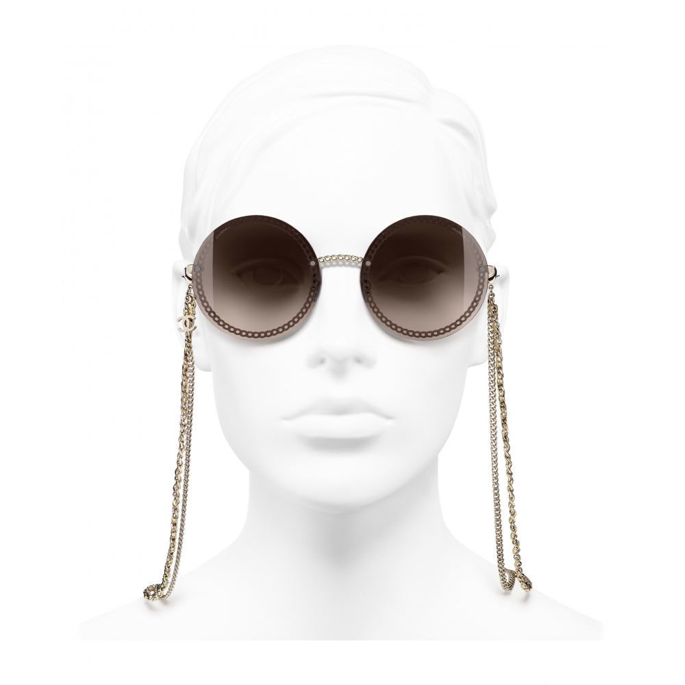 chanel sunglasses with chanel written on top