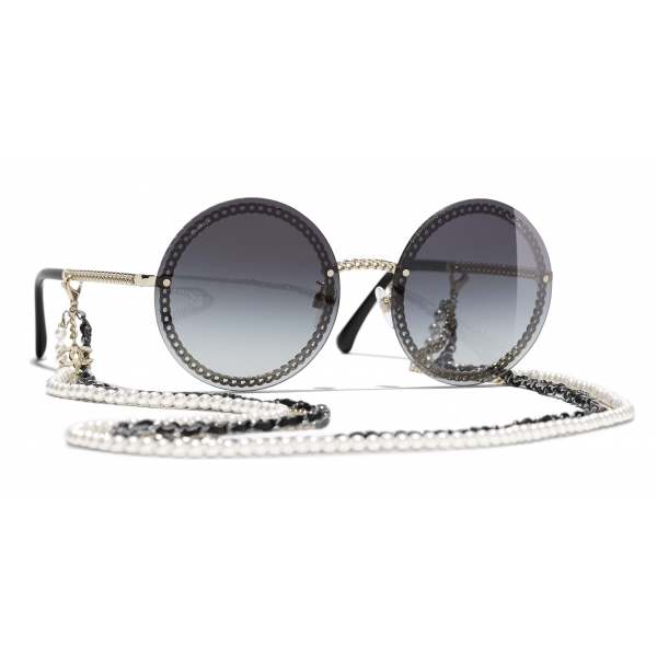 Chanel - Occhiali Rotondi da Sole - Oro Grigio - Chanel Eyewear