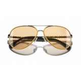 Chanel - Occhiali Modello Pilota da Sole - Argento Scuro Giallo - Chanel Eyewear