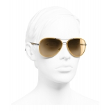 Chanel - Occhiali Modello Pilota da Sole - Argento Scuro Giallo - Chanel Eyewear