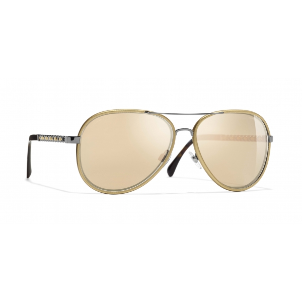 Chanel - Pilot Sunglasses - Gold - Chanel Eyewear