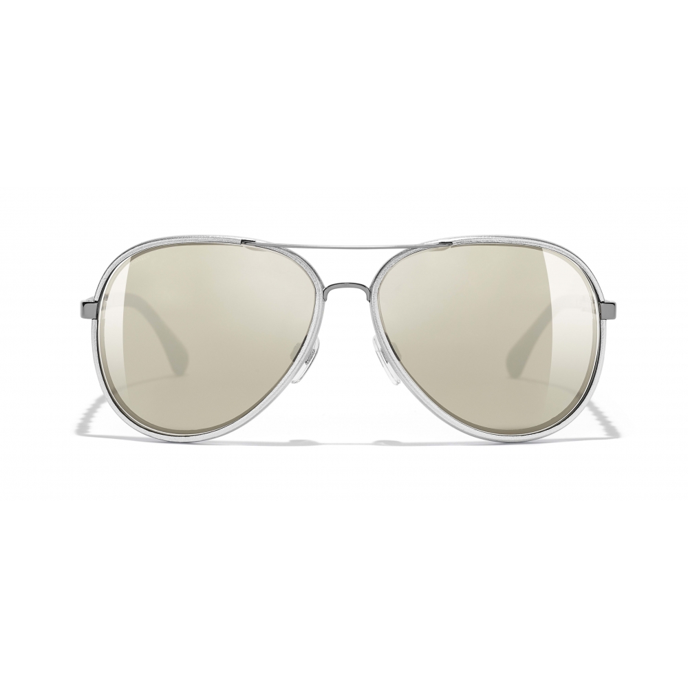 Chanel - Pilot Sunglasses - Silver White Gold - Chanel Eyewear - Avvenice