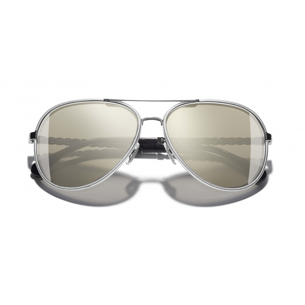 Chanel - Pilot Sunglasses - Silver White Gold - Chanel Eyewear - Avvenice