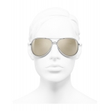 Chanel - Occhiali Modello Pilota da Sole - Argento Oro Bianco - Chanel Eyewear