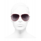 Chanel - Occhiali Modello Pilota da Sole - Argento Scuro Rosso - Chanel Eyewear