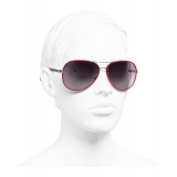 Chanel - Occhiali Modello Pilota da Sole - Argento Scuro Rosso - Chanel Eyewear
