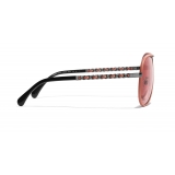 Chanel - Occhiali Modello Pilota da Sole - Argento Scuro Arancione - Chanel Eyewear