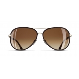 Chanel - Occhiali Modello Pilota da Sole -Oro Marrone - Chanel Eyewear