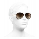 Chanel - Occhiali Modello Pilota da Sole -Oro Marrone - Chanel Eyewear