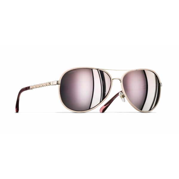 Chanel Pilot Sunglasses Light Pink, Baby Pink Mirrored Sunglasses