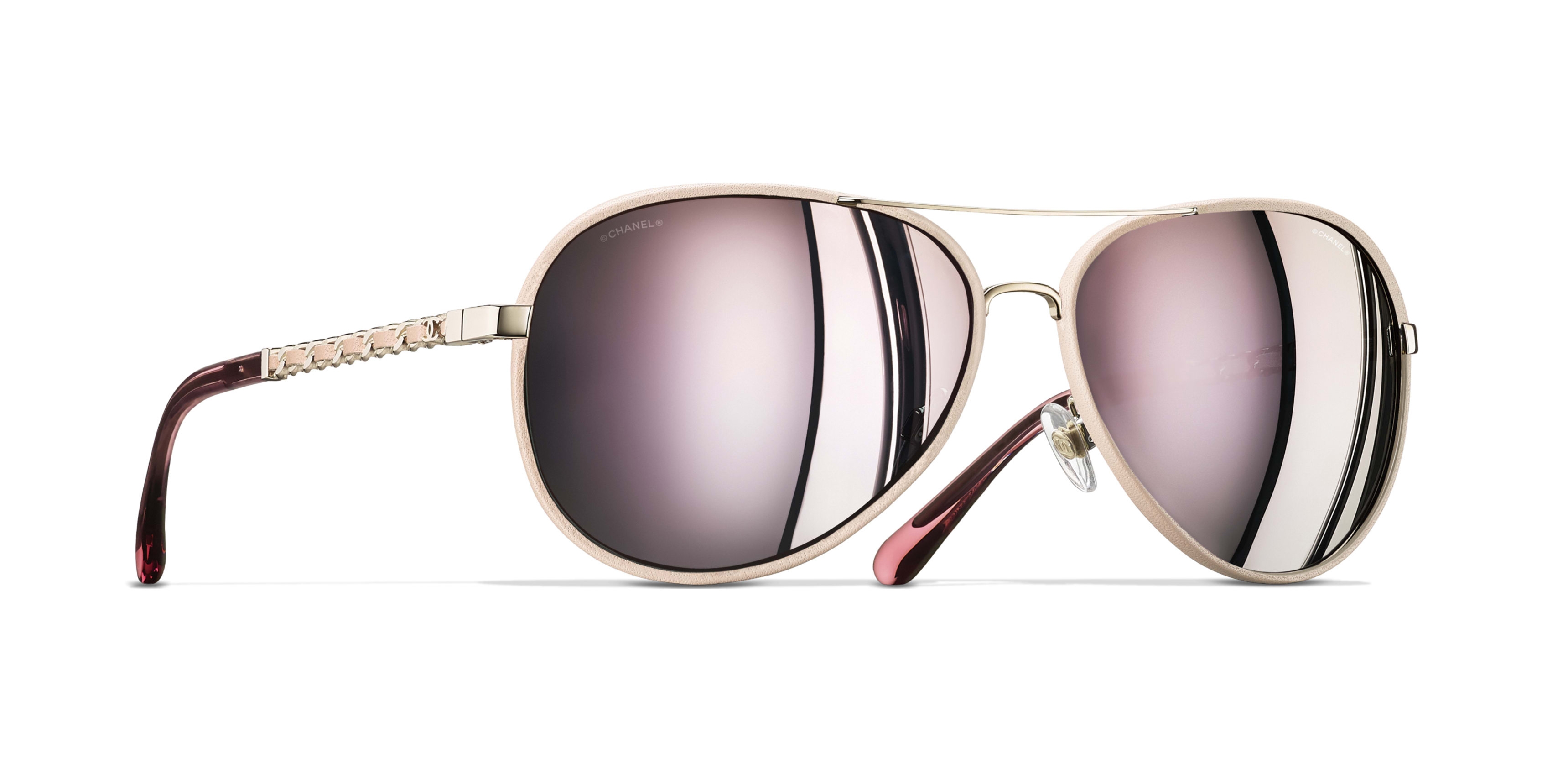 Chanel - Pilot Sunglasses - Light Pink Gold - Chanel Eyewear