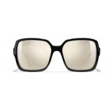 Chanel - Occhiali Quadrati da Sole - Nero Oro Bianco - Chanel Eyewear