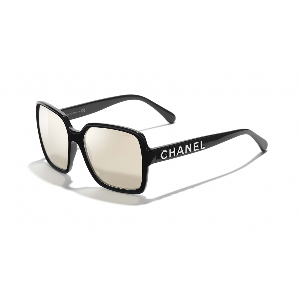 Chanel - Square Sunglasses - Black White Gold - Chanel Eyewear - Avvenice