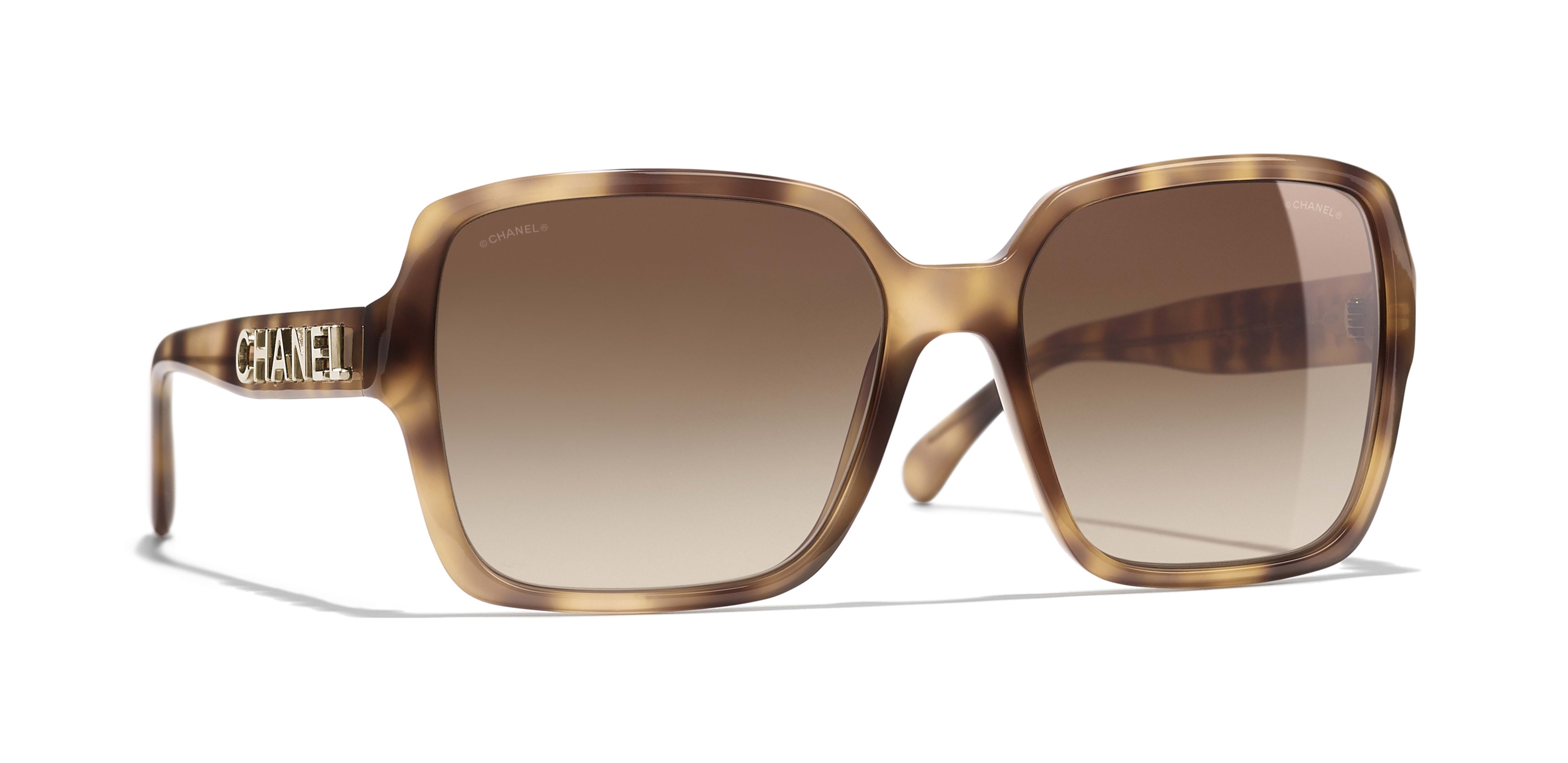 they're the @ChanelOfficial square sunglasses in brown//beige ref