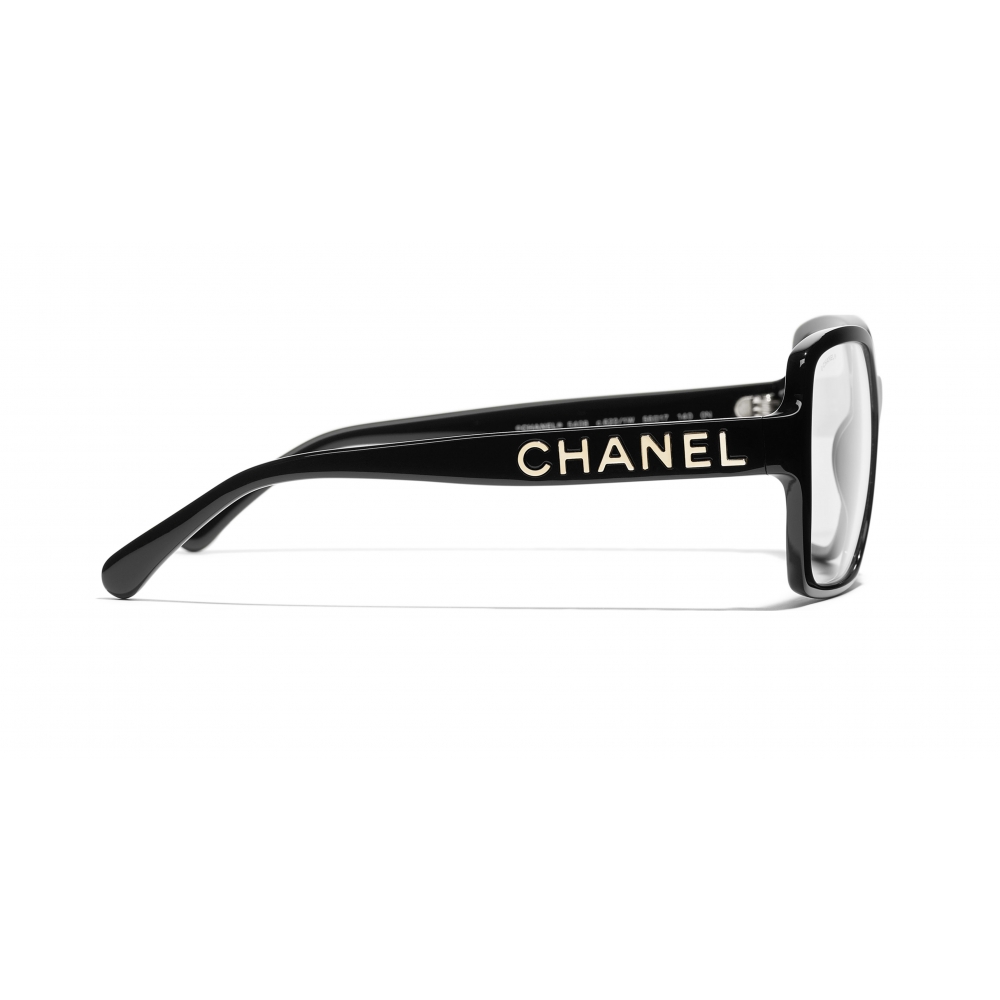 Chanel sunglasses with a square frame in black and dark green, with  transparent black lenses - BELORN