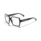 Chanel - Occhiali Quadrati da Sole - Nero Oro Trasparente - Chanel Eyewear