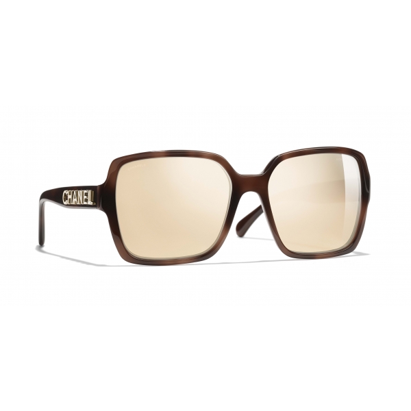 Chanel - Square Sunglasses - Brown Gold Mirror - Chanel Eyewear