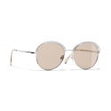 Chanel - Occhiali Rotondi da Sole - Argento Beige - Chanel Eyewear