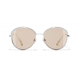 Chanel - Occhiali Rotondi da Sole - Argento Beige - Chanel Eyewear