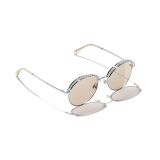 Chanel - Occhiali Rotondi da Sole - Argento Beige - Chanel Eyewear