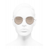 Chanel - Occhiali Rotondi da Sole - Argento Beige - Chanel Eyewear