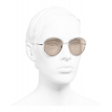 Chanel - Occhiali Rotondi da Sole - Argento Beige - Chanel Eyewear