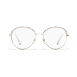 Chanel - Occhiali Rotondi da Sole - Oro Trasparente - Chanel Eyewear