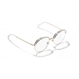 Chanel - Occhiali Rotondi da Sole - Oro Trasparente - Chanel Eyewear