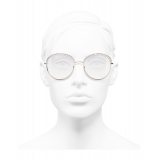 Chanel - Occhiali Rotondi da Sole - Oro Trasparente - Chanel Eyewear