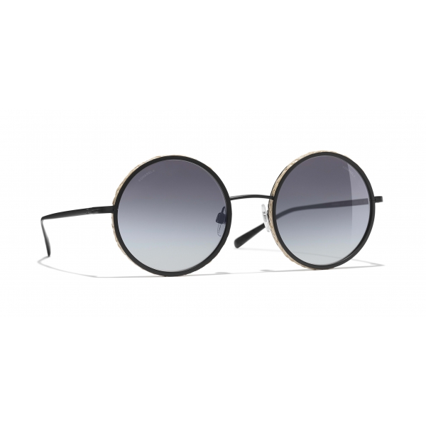 Chanel - Occhiali Rotondi da Sole - Nero Grigio - Chanel Eyewear