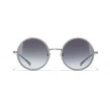 Chanel - Occhiali Rotondi da Sole - Argento Scuro Grigio - Chanel Eyewear