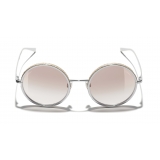 Chanel - Occhiali Rotondi da Sole - Argento Beige - Chanel Eyewear